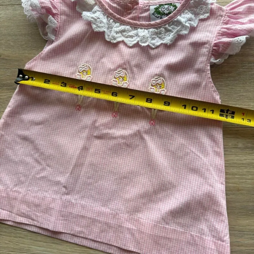 Smocked Threads Cecil & Lou Pink White Gingham Dress Girls 3T Ballerinas Preppy